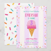 Eenvoudige uitnodiging voor Ice Cream Party (Voorkant / Achterkant)