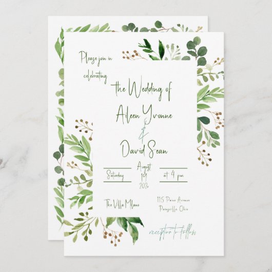 Eenvoudige uitnodiging voor Ierse brute bruiloft (Voorkant / Achterkant)