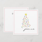 Eenvoudige uitnodiging voor kerstboomverlichting (Voorkant / Achterkant)