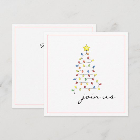 Eenvoudige uitnodiging voor kerstboomverlichting (Voorkant / Achterkant)