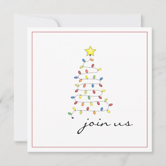 Eenvoudige uitnodiging voor kerstboomverlichting (Voorkant)