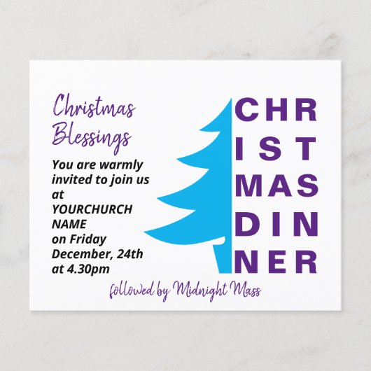 Eenvoudige uitnodiging voor kerstdinermaaltijd van flyer (Voorkant)