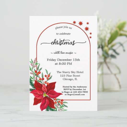 Eenvoudige uitnodiging voor kerstfeestdagen in Ele (Staand voorkant)