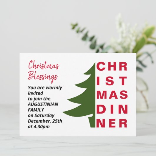 Eenvoudige uitnodiging voor kerstmis (Staand voorkant)