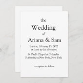 Eenvoudige uitnodiging voor klassieke bruiloft (Voorkant / Achterkant)