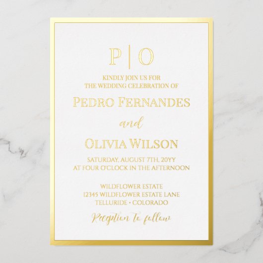 Eenvoudige uitnodiging voor lijst met goudfolie (Voorkant)