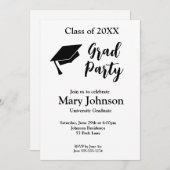 Eenvoudige uitnodiging voor modern zwart-wit Afstu (Voorkant / Achterkant)