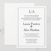 Eenvoudige uitnodiging voor moderne monogram huwel (Voorkant / Achterkant)