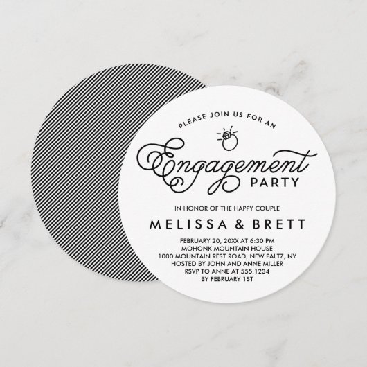 Eenvoudige uitnodiging voor moderne verlovingsfees (Voorkant / Achterkant)