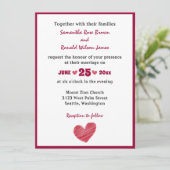 Eenvoudige uitnodiging voor Rode Heart Weddenschap (Staand voorkant)