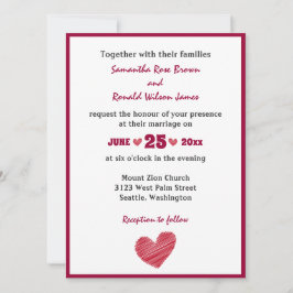 Eenvoudige uitnodiging voor Rode Heart Weddenschap