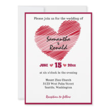 Eenvoudige uitnodiging voor Rode Heart Weddenschap