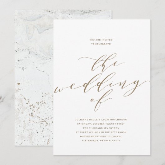 Eenvoudige uitnodiging voor Romance kalligrafie (Voorkant / Achterkant)