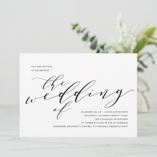 Eenvoudige uitnodiging voor Romance kalligrafie (Staand voorkant)