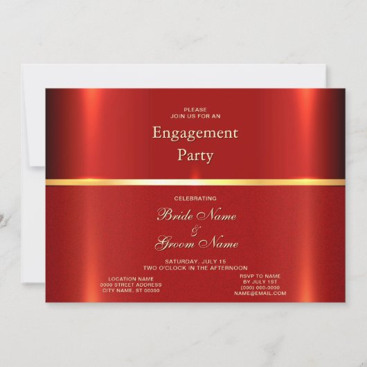 Eenvoudige uitnodiging voor rood Verloving (Voorkant)