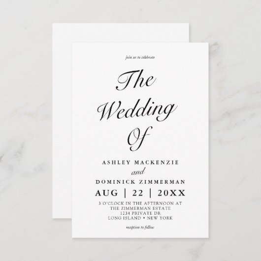 Eenvoudige uitnodiging voor routineweddenschappen (Voorkant / Achterkant)