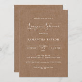 Eenvoudige uitnodiging voor Rustic Kraft Lingerie (Voorkant / Achterkant)