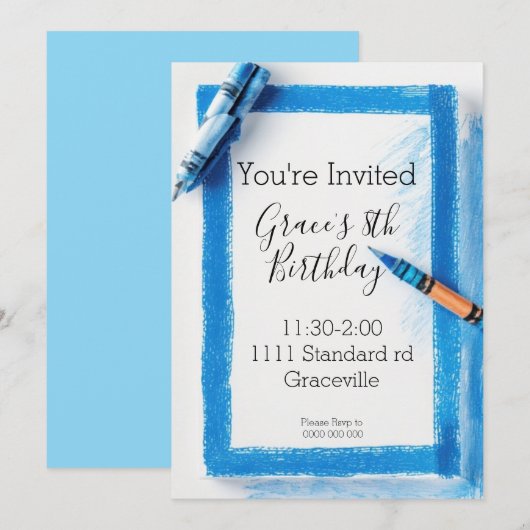 Eenvoudige uitnodiging voor verjaardagsfeestje voo (Voorkant / Achterkant)