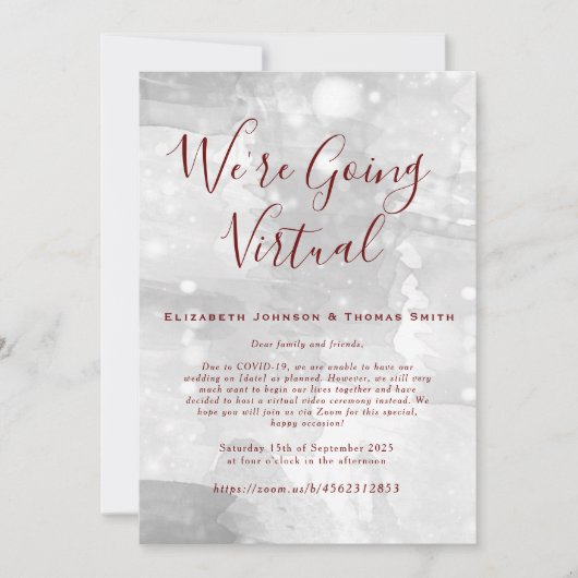 Eenvoudige uitnodiging voor virtuele bruiloft (Voorkant)
