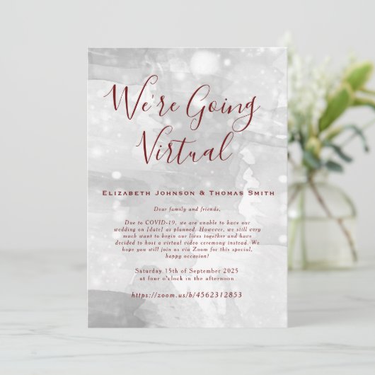 Eenvoudige uitnodiging voor virtuele bruiloft (Staand voorkant)