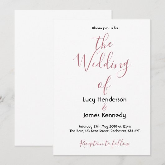 Eenvoudige uitnodiging voor weddenschappen (Voorkant / Achterkant)