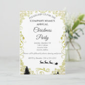 Eenvoudige uitnodiging voor witte elegante kerstfe (Staand voorkant)