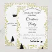 Eenvoudige uitnodiging voor witte elegante kerstfe (Voorkant / Achterkant)