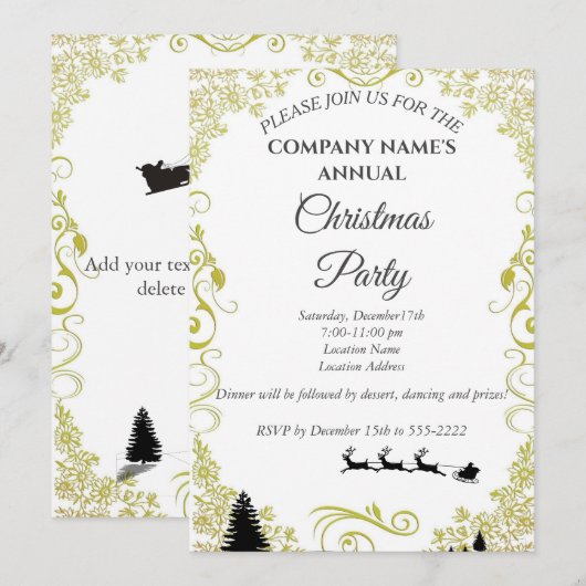 Eenvoudige uitnodiging voor witte elegante kerstfe (Voorkant / Achterkant)