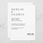 Eenvoudige uitnodiging voor zwart-witbruiloft (Voorkant / Achterkant)