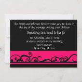 Eenvoudige uitnodiging voor zwarte en roze bruilof (Achterkant)