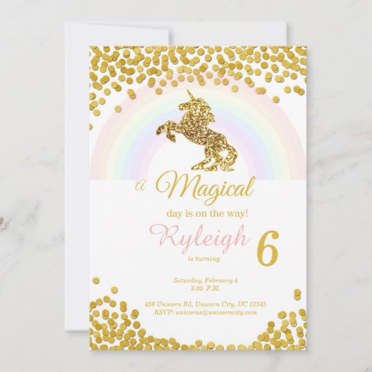 Eenvoudige uitnodigingen in goud (Voorkant)