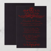 Eenvoudige uitnodigingen tot luxe zwarte en rode b (Voorkant / Achterkant)