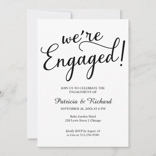 Eenvoudige uitnodigingen van de Engaged Party (Voorkant)