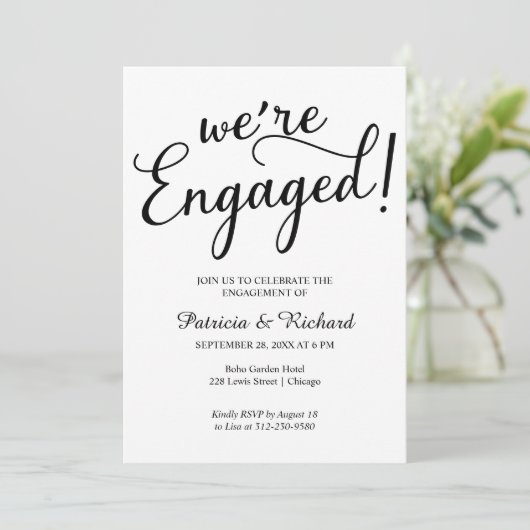 Eenvoudige uitnodigingen van de Engaged Party (Staand voorkant)