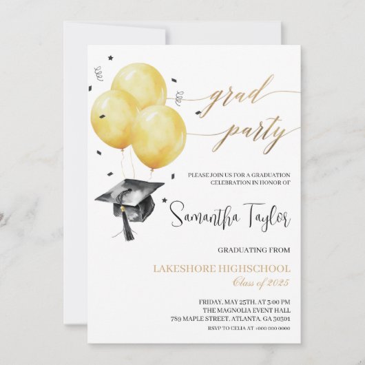 Eenvoudige uitnodigingen van de Graduation Party (Voorkant)