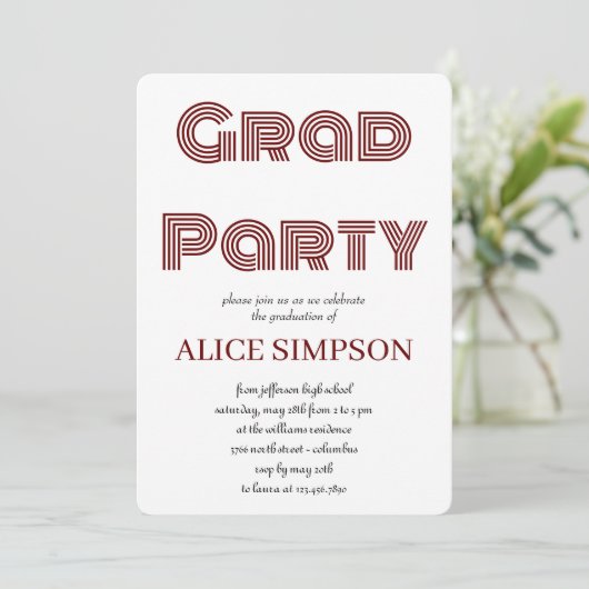 Eenvoudige uitnodigingen van de Graduation Party (Staand voorkant)