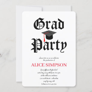 Eenvoudige uitnodigingen van de Graduation Party