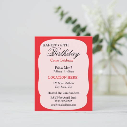 Eenvoudige uitnodigingen van de Partij van de Dage (Staand voorkant)