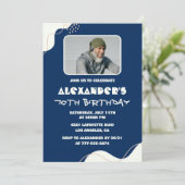 Eenvoudige uitnodigingen voor 70e verjaardag Manne (Staand voorkant)