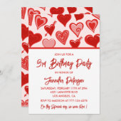 Eenvoudige uitnodigingen voor de 3e verjaardag voo (Voorkant / Achterkant)