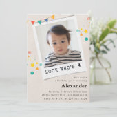 Eenvoudige uitnodigingen voor de 4e verjaardag Bla (Staand voorkant)