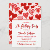 Eenvoudige uitnodigingen voor de 7e verjaardag voo (Voorkant / Achterkant)