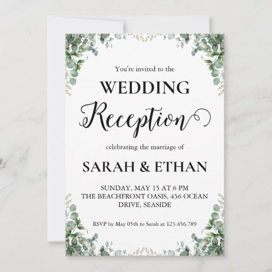 Eenvoudige uitnodigingen voor eucalyptus bruiloft (Voorkant)