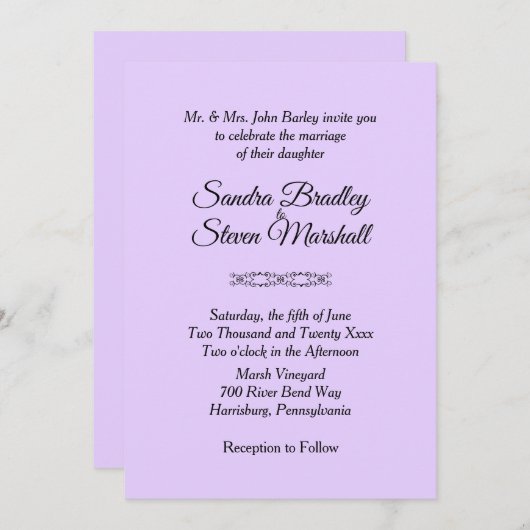 Eenvoudige uitnodigingen voor gewelddadige bruilof (Voorkant / Achterkant)