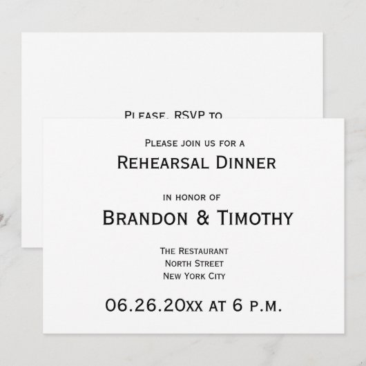 Eenvoudige uitnodigingen voor het houden van een w (Voorkant / Achterkant)