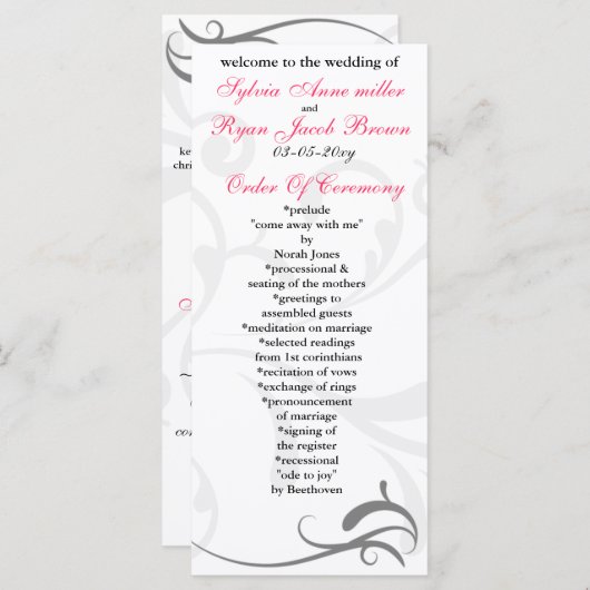 Eenvoudige uitnodigingen voor zwart-witbruiloft (Voorkant / Achterkant)