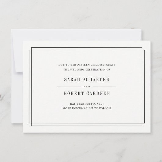 Eenvoudige uitnodigingskaart voor het uitstellen v aankondiging (Voorkant)