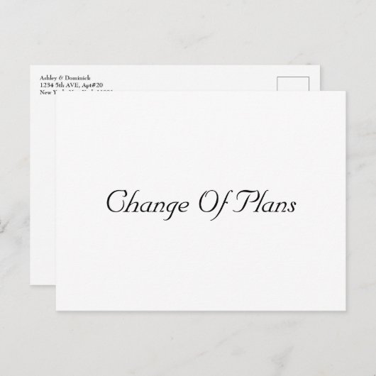 Eenvoudige uitstel van de bruiloft  aankondigingskaart (Voorkant / Achterkant)