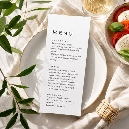 Eenvoudige Ultra Minimale Trouwdiner Menu
