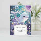 Eenvoudige Under the Sea Kinderen Walvis Verjaarda Bedankkaart (Staand voorkant)